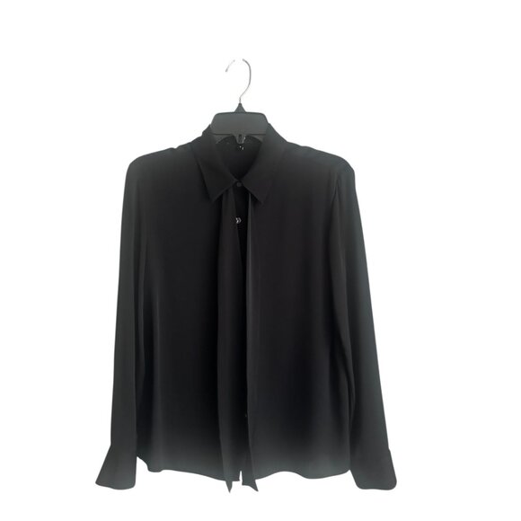 Theory black 100% silk blouse with attached tie. Size S - Picture 2 of 9
